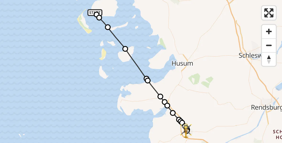 Flugroute Rettungshubschrauber Utersum - Heide, 19 Juli 2026, 10:27