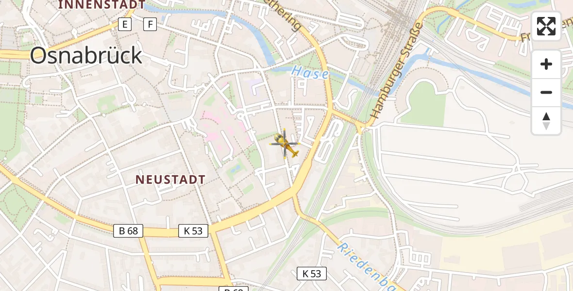 Flugroute Ambulanzhubschrauber Osnabrück - Osnabrück, 19 Juli 2026, 10:41