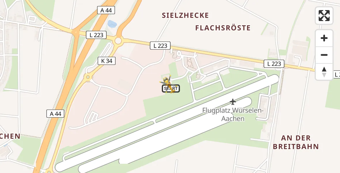 Flugroute Rettungshubschrauber Aachen-Merzbrück Flughafen - Aachen-Merzbrück Flughafen, 19 Juli 2026, 11:33