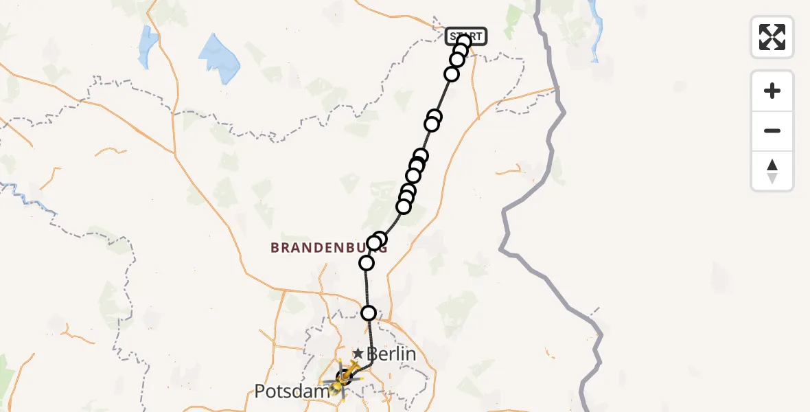 Flugroute Rettungshubschrauber Papendorf - Charité Clinic Benjamin Franklin Campus, 19 Juli 2026, 11:33