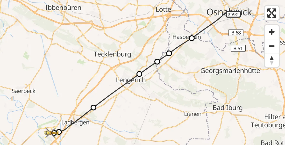 Flugroute Ambulanzhubschrauber Osnabrück - Christoph  Westfalen-ADAC, 19 Juli 2026, 11:42