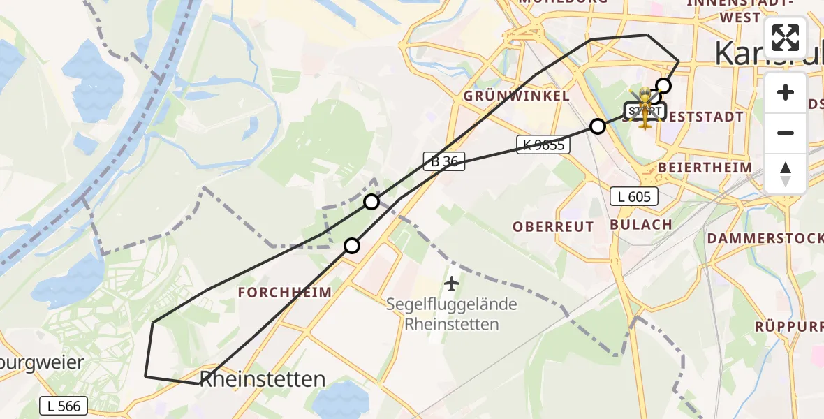 Flugroute Ambulanzhubschrauber Sankt Vincentius Hospital - Sankt Vincentius Hospital, 19 Juli 2026, 12:54