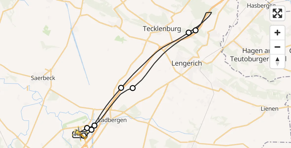 Flugroute Ambulanzhubschrauber Christoph  Westfalen-ADAC - Christoph  Westfalen-ADAC, 19 Juli 2026, 13:04