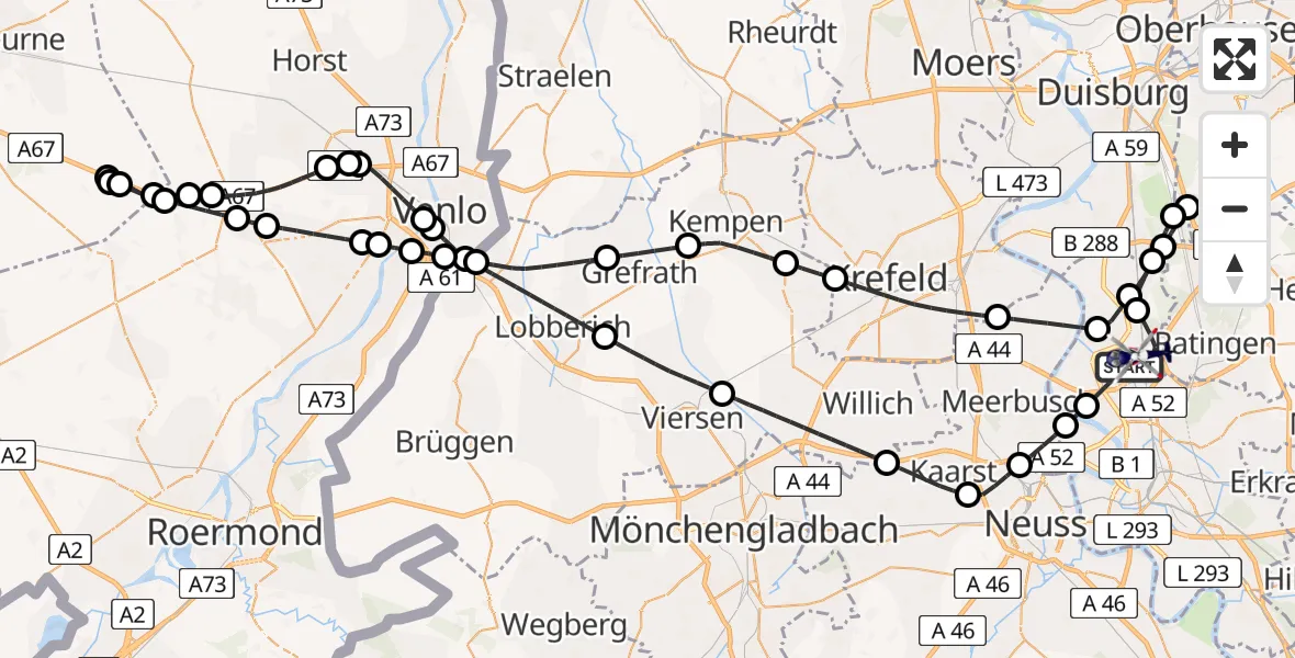 Flugroute Polizeihubschrauber Düsseldorf Flughafen - Düsseldorf Flughafen, 19 Juli 2026, 13:26