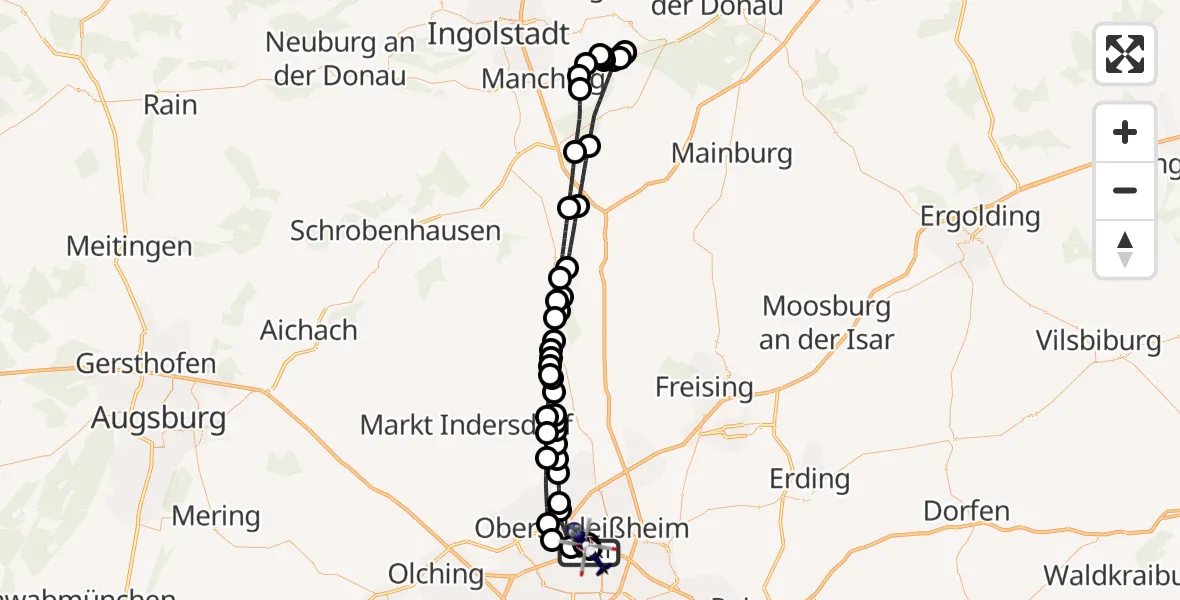 Flugroute Polizeihubschrauber Oberschleißheim - Oberschleißheim, 19 Juli 2026, 14:13