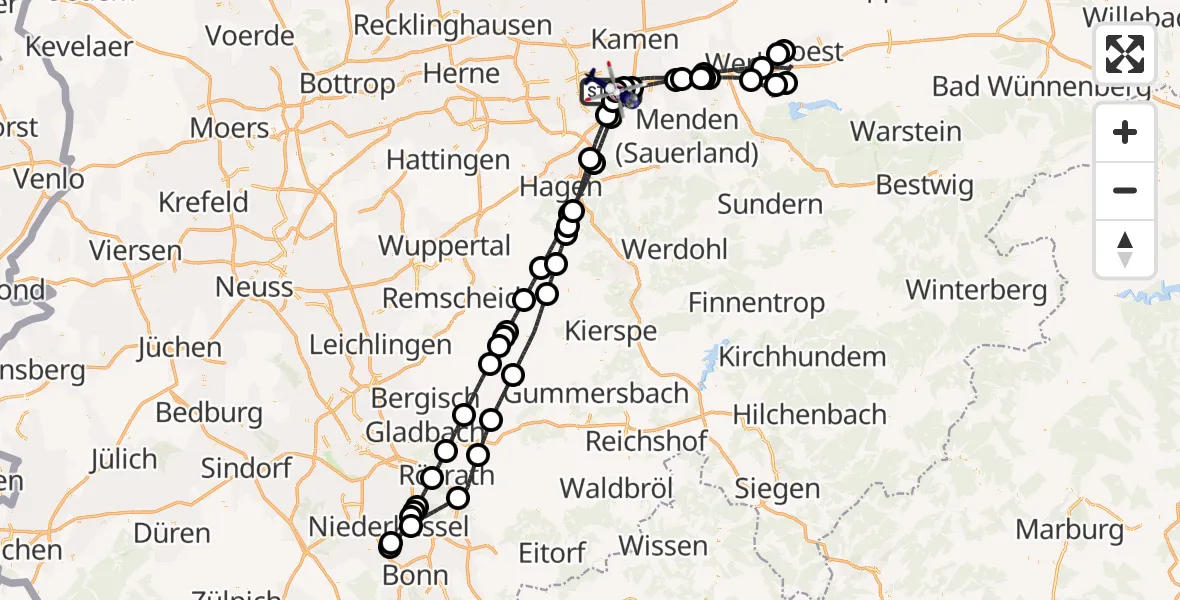 Flugroute Polizeihubschrauber Dortmund Flughafen - Dortmund Flughafen, 19 Juli 2026, 14:26