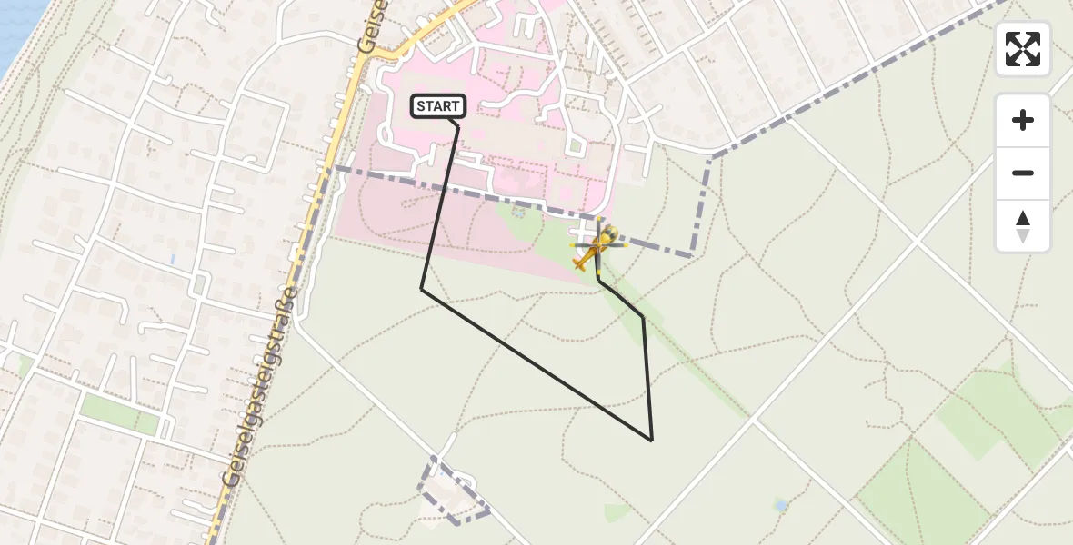 Flugroute Rettungshubschrauber ADAC Air Rescue Center Hubschrauberlandeplatz (Christoph 1) - ADAC Air Rescue Center Hubschrauberlandeplatz (Christoph 1), 19 Juli 2026, 15:29