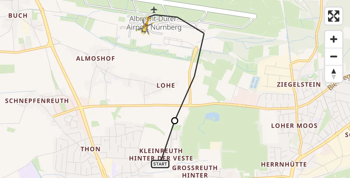 Flugroute Ambulanzhubschrauber Nürnberg - Flughafen Nuremberg, 19 Juli 2026, 15:36