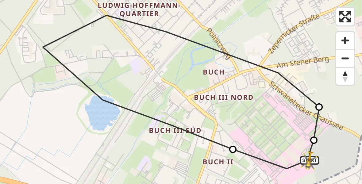 Flugroute Rettungshubschrauber Helios Clinic Berlin-Buch - Helios Clinic Berlin-Buch, 19 Juli 2026, 15:45