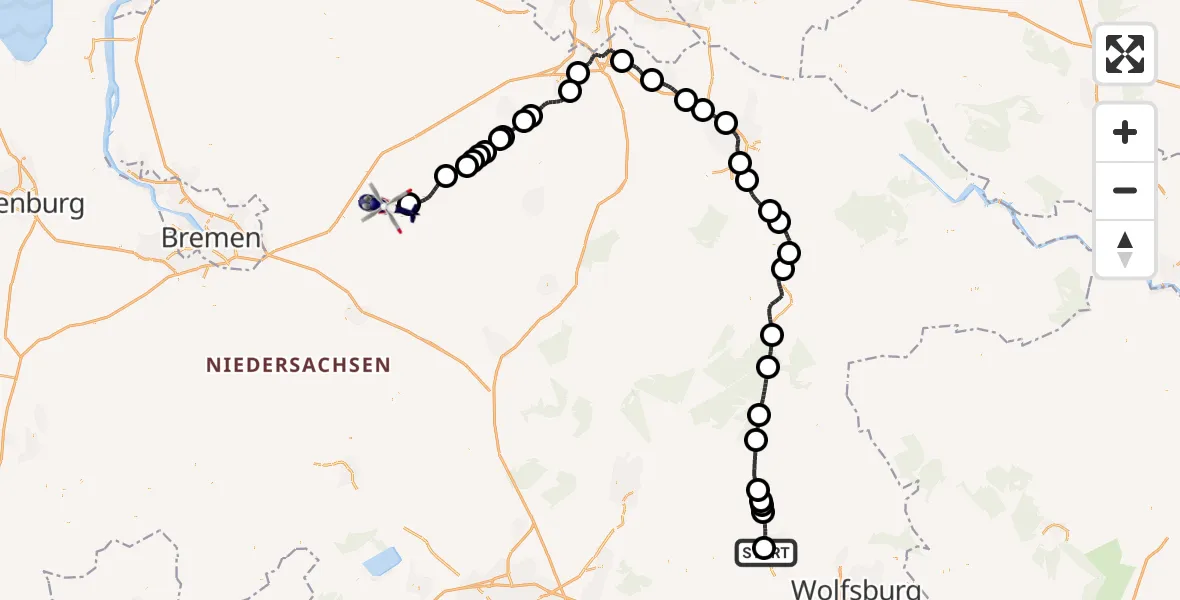 Flugroute Polizeihubschrauber Gifhorn Bundespolizei Hubschrauberlandeplatz - Rotenburg (Wümme), 19 Juli 2026, 15:59