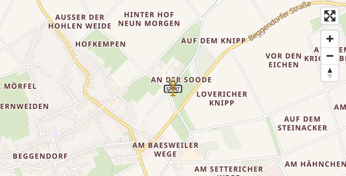 Flugroute Rettungshubschrauber Baesweiler - Baesweiler, 19 Juli 2026, 16:25