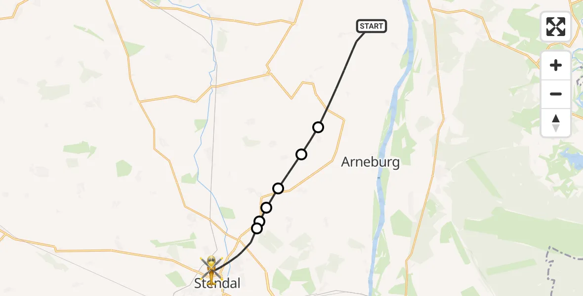 Flugroute Rettungshubschrauber Hohenberg-Krusemark - Stendal, 19 Juli 2026, 16:31