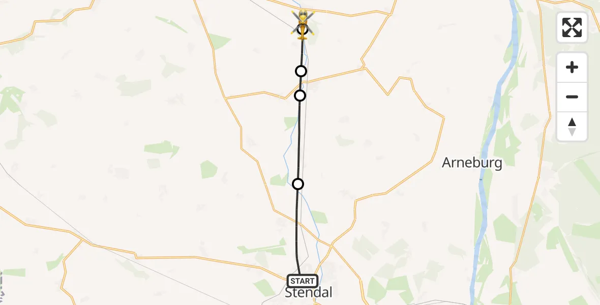 Flugroute Rettungshubschrauber Stendal - Osterburg (Altmark), 19 Juli 2026, 16:59