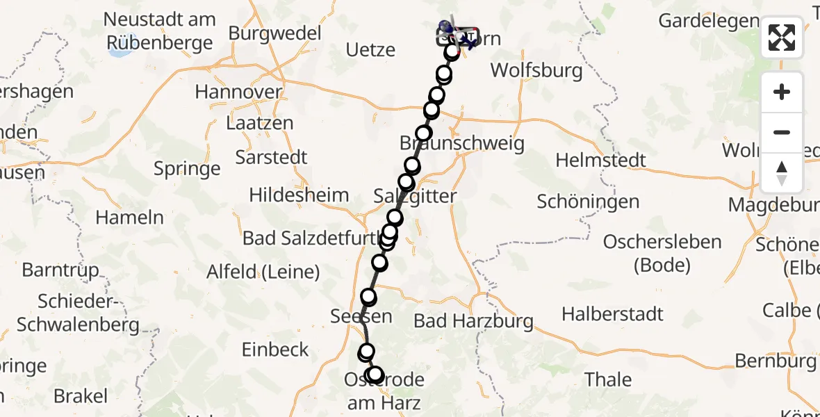 Flugroute Polizeihubschrauber Gifhorn Bundespolizei Hubschrauberlandeplatz - Gifhorn Bundespolizei Hubschrauberlandeplatz, 19 Juli 2026, 19:29