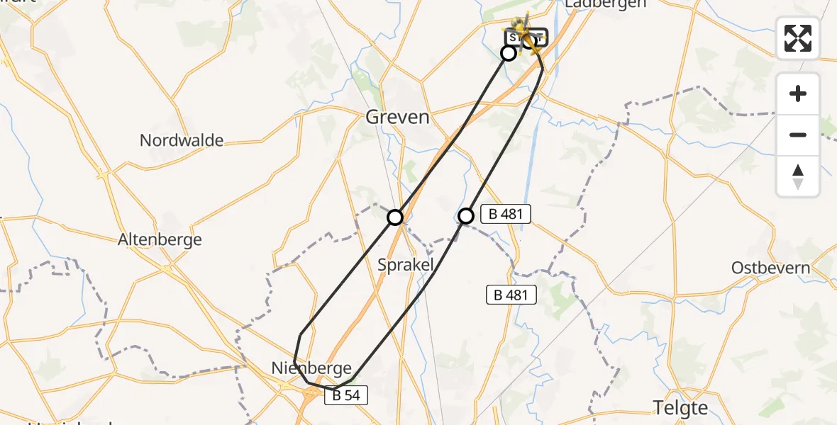 Flugroute Ambulanzhubschrauber Christoph  Westfalen-ADAC - Christoph  Westfalen-ADAC, 19 Juli 2026, 20:23
