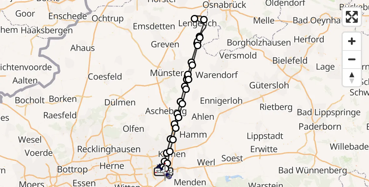 Flugroute Polizeihubschrauber Dortmund Flughafen - Dortmund Flughafen, 19 Juli 2026, 21:38