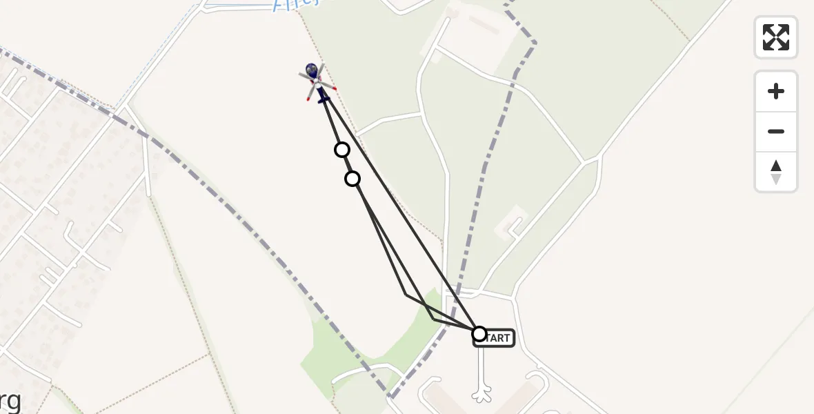 Flugroute Polizeihubschrauber Ahrensfelde Hubschrauberlandeplatz - Panketal, 20 Juli 2026, 01:45