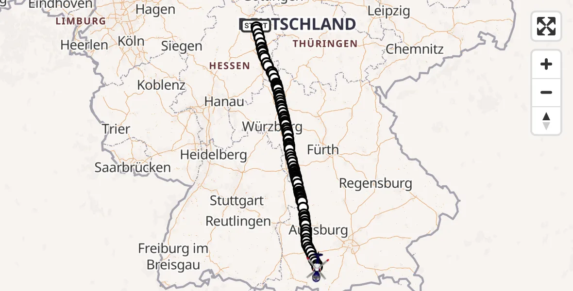 Flugroute Polizeihubschrauber Melsungen - Altenstadt, 20 Juli 2026, 05:19