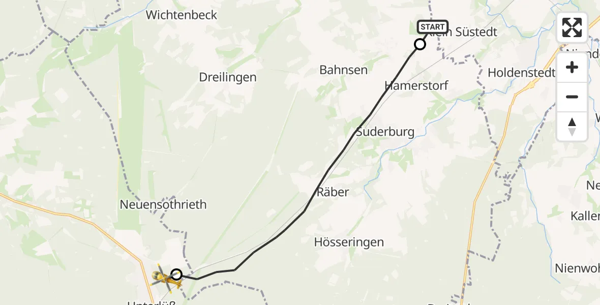 Flugroute Rettungshubschrauber Uelzen - Südheide, 20 Juli 2026, 06:42