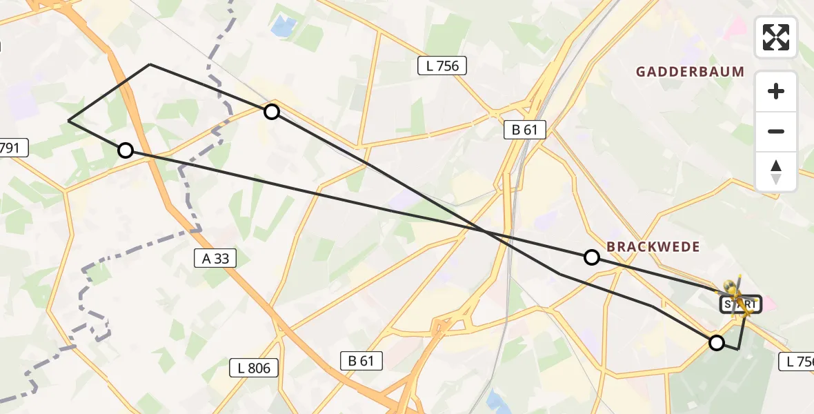 Flugroute Rettungshubschrauber Luftrettungszentrum Bielefeld - Luftrettungszentrum Bielefeld, 20 Juli 2026, 07:16