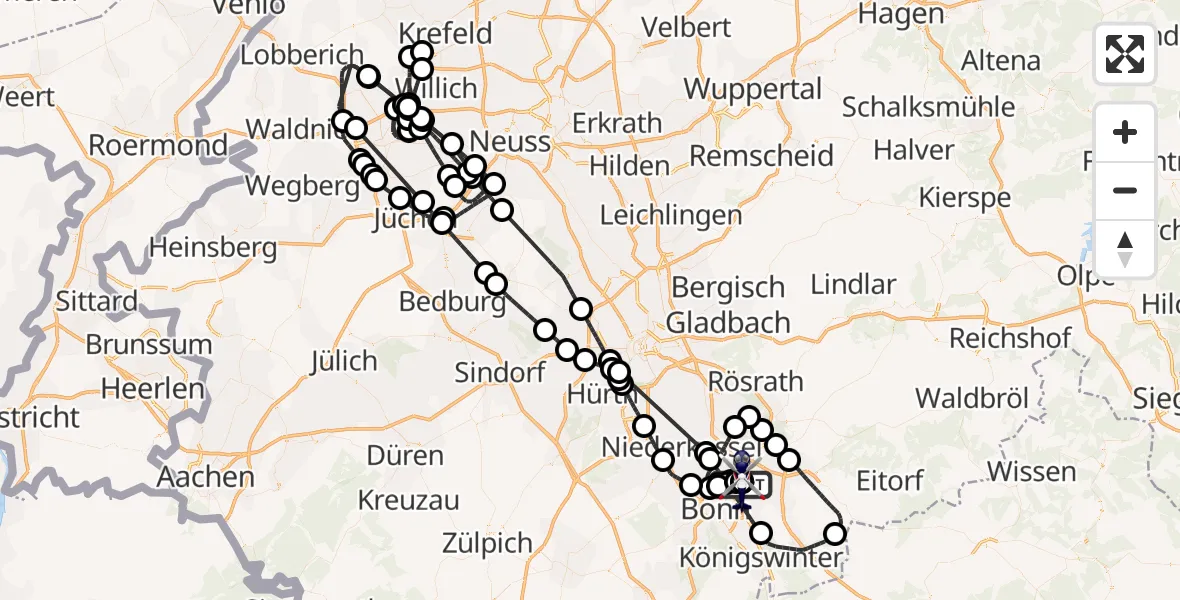 Flugroute Polizeihubschrauber Sankt Augustin - Sankt Augustin, 20 Juli 2026, 07:17