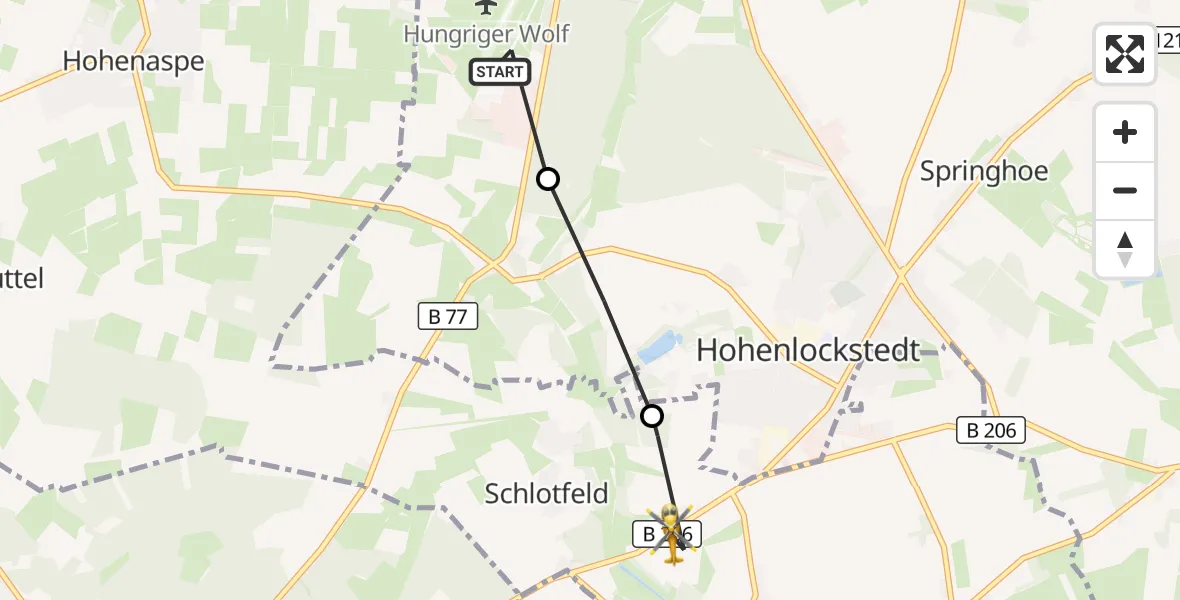Flugroute Rettungshubschrauber Itzehoe Hungriger Wolf Flugplatz - Winseldorf, 20 Juli 2026, 07:18