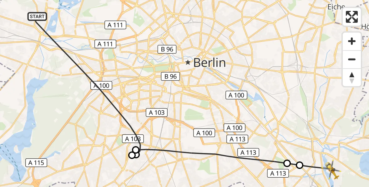 Flugroute Rettungshubschrauber Berlin - Berlin, 20 Juli 2026, 07:23