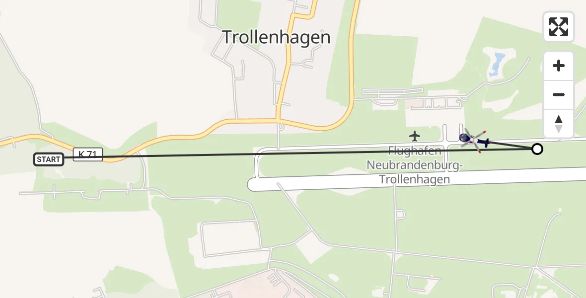 Flugroute Polizeihubschrauber Trollenhagen - Neubrandenburg Trollenhagen Flughafen, 20 Juli 2026, 07:48