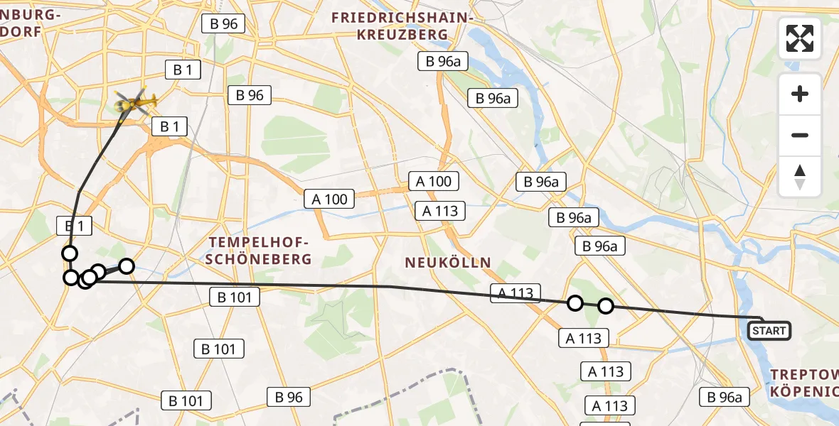 Flugroute Rettungshubschrauber Berlin - Berlin, 20 Juli 2026, 08:10