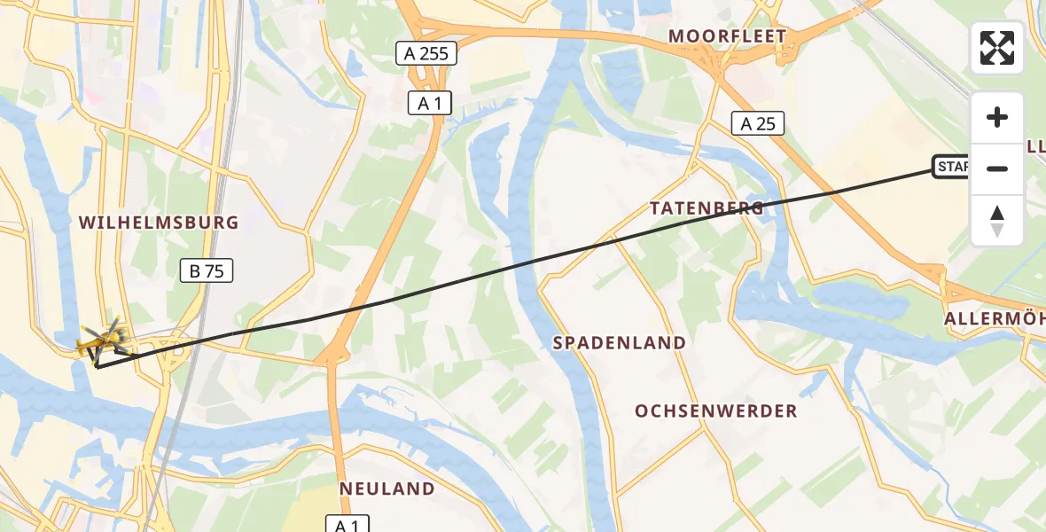 Flugroute Ambulanzhubschrauber Hamburg - Hamburg, 20 Juli 2026, 08:17