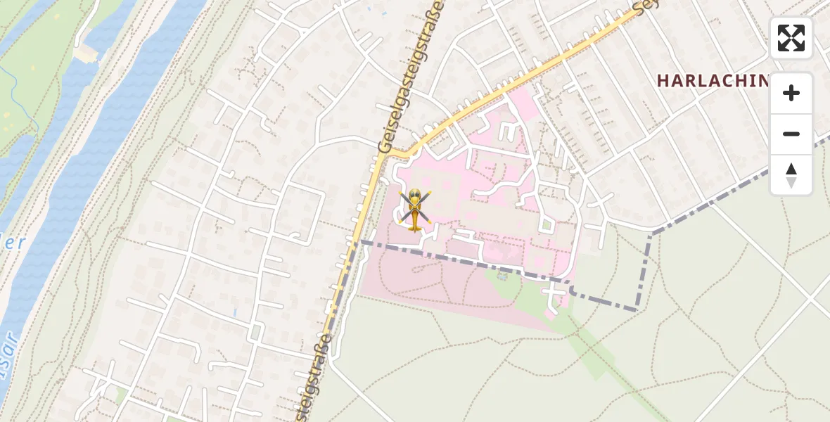 Flugroute Rettungshubschrauber ADAC Air Rescue Center Hubschrauberlandeplatz (Christoph 1) - ADAC Air Rescue Center Hubschrauberlandeplatz (Christoph 1), 20 Juli 2026, 08:31