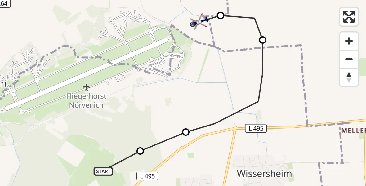 Flugroute Polizeihubschrauber Nörvenich - Kerpen, 20 Juli 2026, 08:37