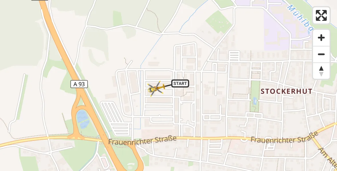 Flugroute Ambulanzhubschrauber Weiden i.d.OPf. - Weiden i.d.OPf., 20 Juli 2026, 08:42