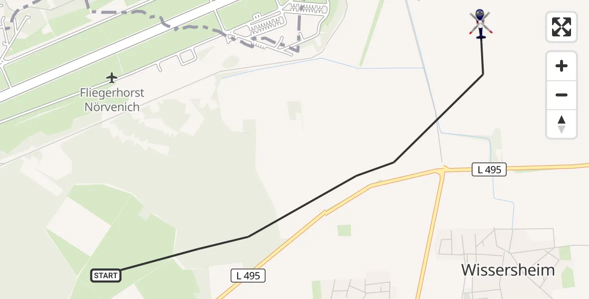 Flugroute Polizeihubschrauber Nörvenich - Nörvenich, 20 Juli 2026, 08:43