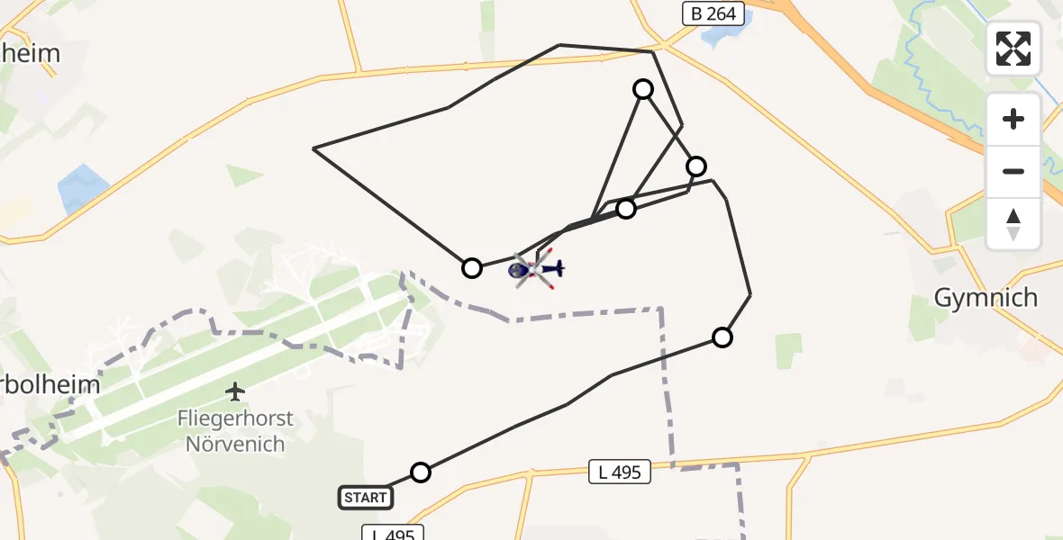 Flugroute Polizeihubschrauber Militärflugplatz Nörvenich - Erftstadt, 20 Juli 2026, 08:56