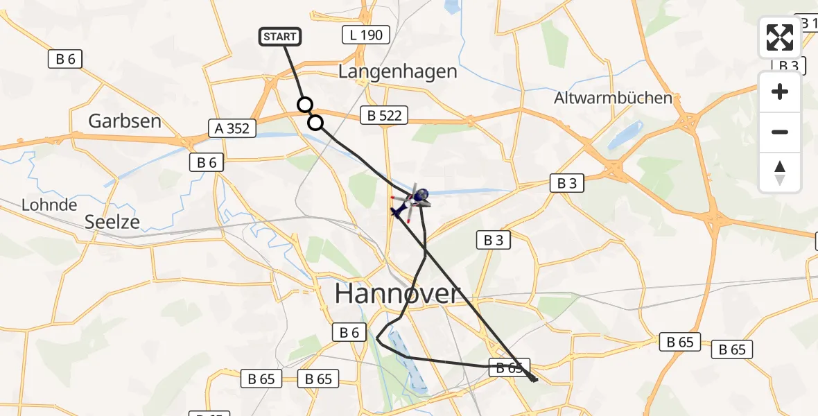 Flugroute Polizeihubschrauber Flughafen Hannover - Hannover, 20 Juli 2026, 09:28