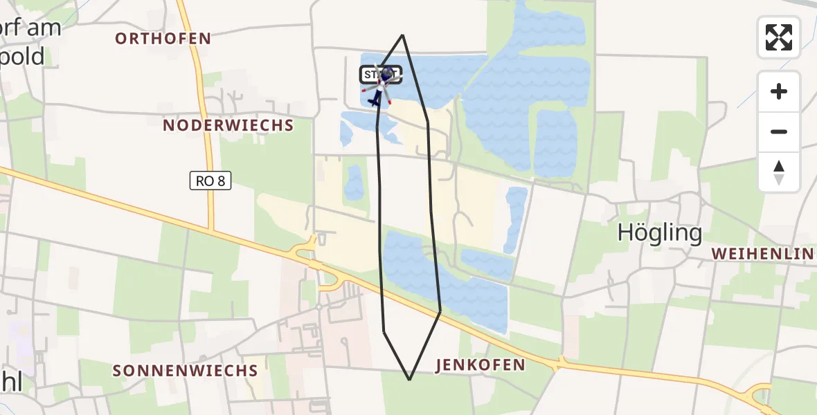 Flugroute Polizeihubschrauber Bruckmühl - Bruckmühl, 20 Juli 2026, 09:45