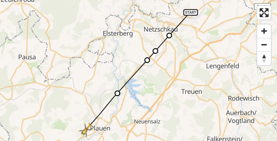 Flugroute Rettungshubschrauber Reichenbach im Vogtland - Plauen, 20 Juli 2026, 10:27