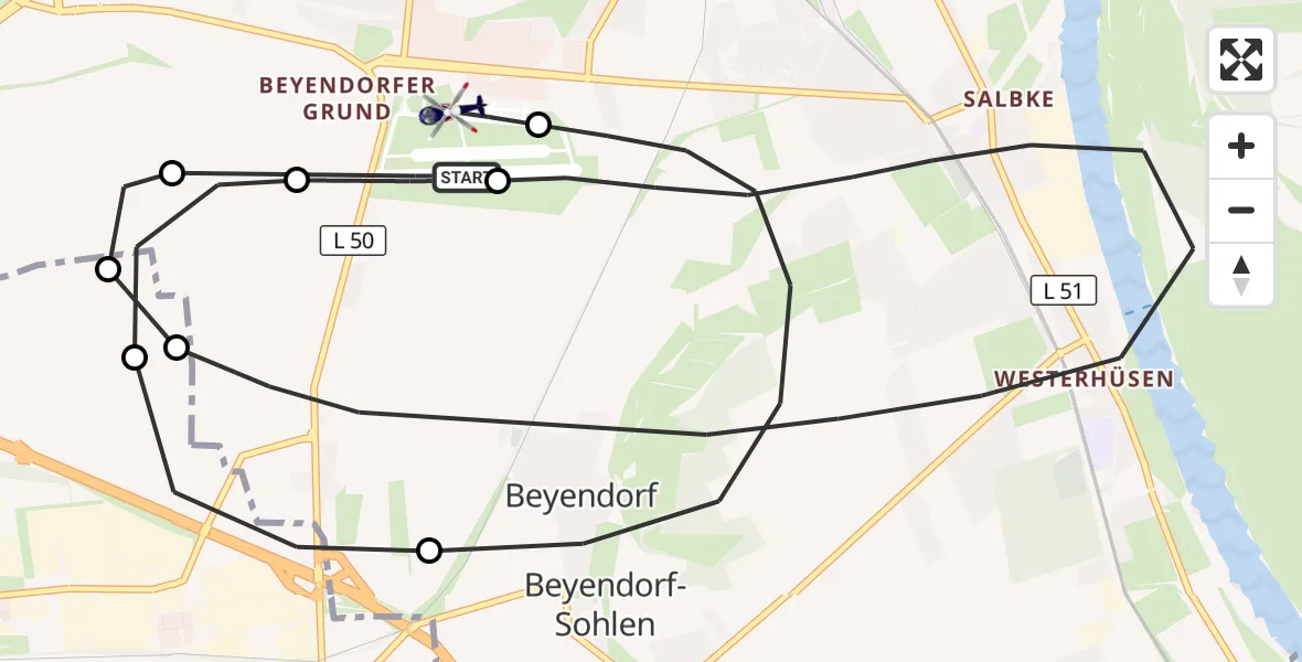 Flugroute Polizeihubschrauber Magdeburg City Flugplatz - Magdeburg City Flugplatz, 20 Juli 2026, 10:32