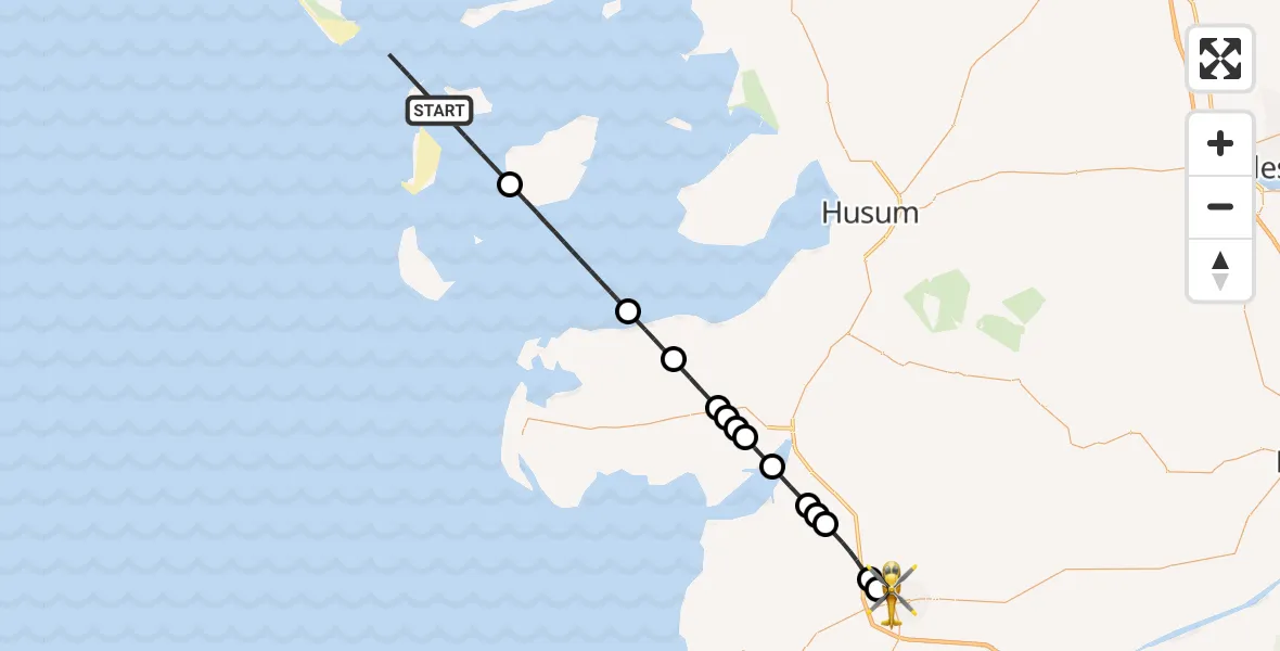 Flugroute Ambulanzhubschrauber Hallig Hooge - Heide, 20 Juli 2026, 10:35