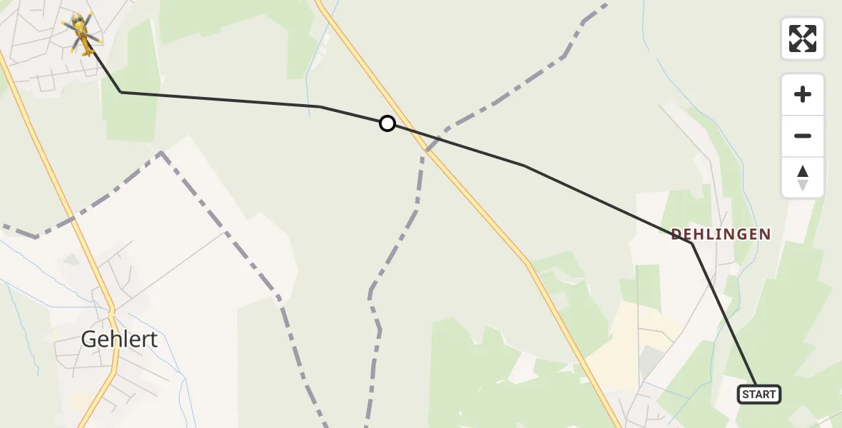 Flugroute Rettungshubschrauber Alpenrod - Hachenburg, 20 Juli 2026, 10:50