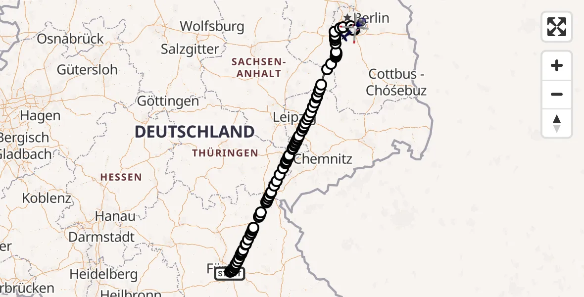 Flugroute Polizeihubschrauber Nürnberg - Schönefeld, 20 Juli 2026, 12:19