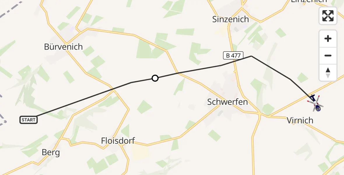 Flugroute Polizeihubschrauber Mechernich - Zülpich, 20 Juli 2026, 12:28