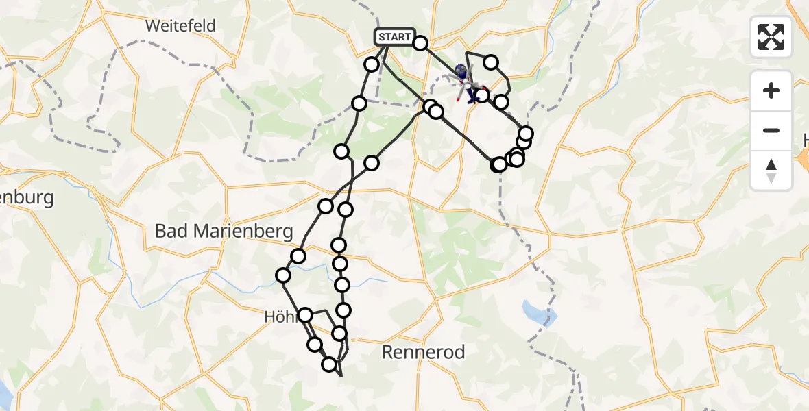 Flugroute Polizeihubschrauber Burbach - Siegerland Flughafen, 20 Juli 2026, 12:33