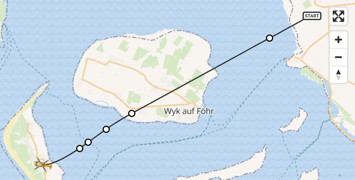 Flugroute Ambulanzhubschrauber Galmsbüll - Nebel, 20 Juli 2026, 12:41