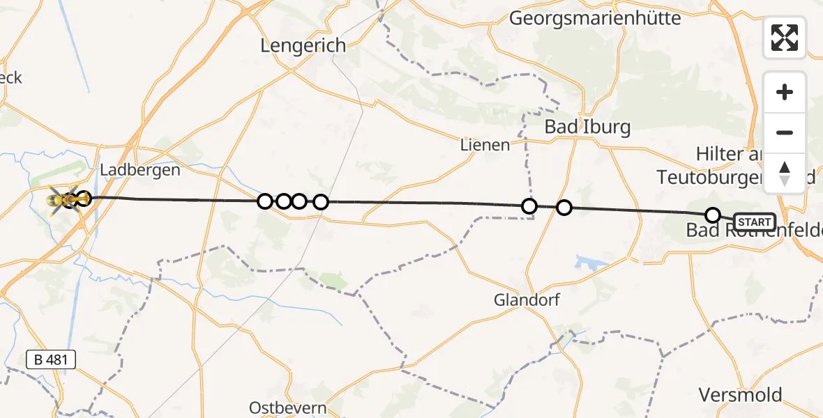 Flugroute Ambulanzhubschrauber Bad Rothenfelde - Christoph  Westfalen-ADAC, 20 Juli 2026, 12:48