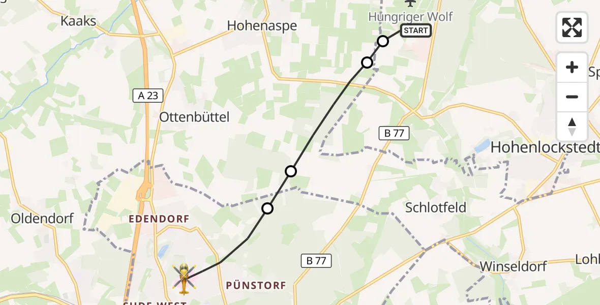 Flugroute Rettungshubschrauber Itzehoe Hungriger Wolf Flugplatz - Itzehoe, 20 Juli 2026, 13:55