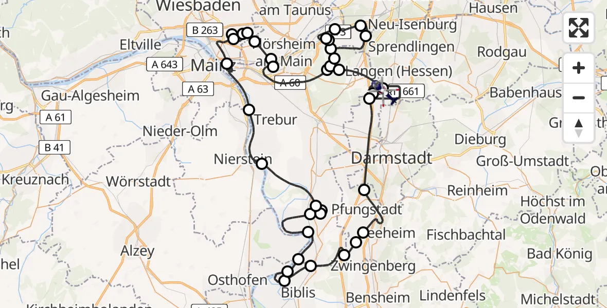 Flugroute Polizeihubschrauber Flughafen Frankfurt-Egelsbach - Flughafen Frankfurt-Egelsbach, 20 Juli 2026, 14:17