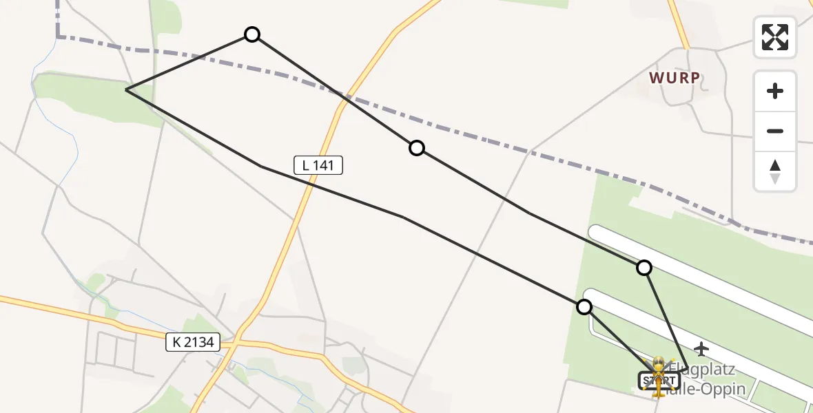 Flugroute Rettungshubschrauber Halle-Oppin Flugplatz - Halle-Oppin Flugplatz, 20 Juli 2026, 14:42
