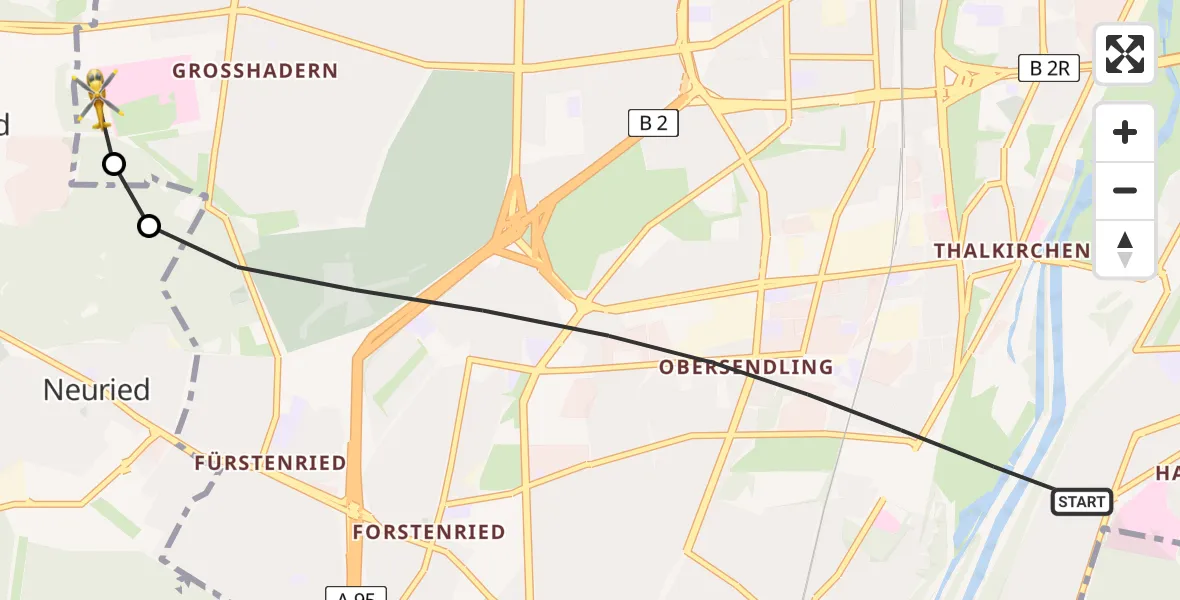 Flugroute Rettungshubschrauber München - DRF Air Rescue München Hubschrauberlandeplatz, 20 Juli 2026, 15:33